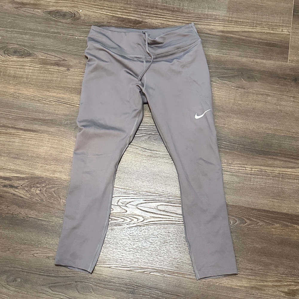 Nike Taupe Leggings with White Swoosh